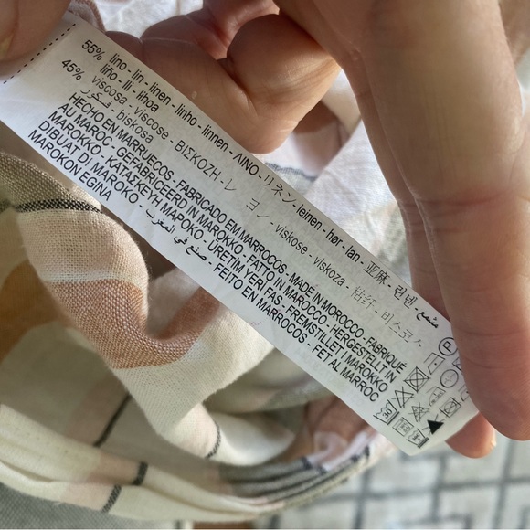 Zara faux tie up pink, green black and white Striped Crop Top size large - Picture 5 of 7